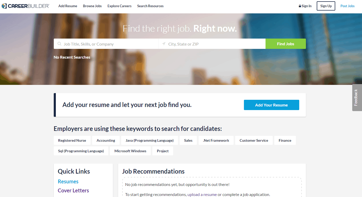 Career resume search site