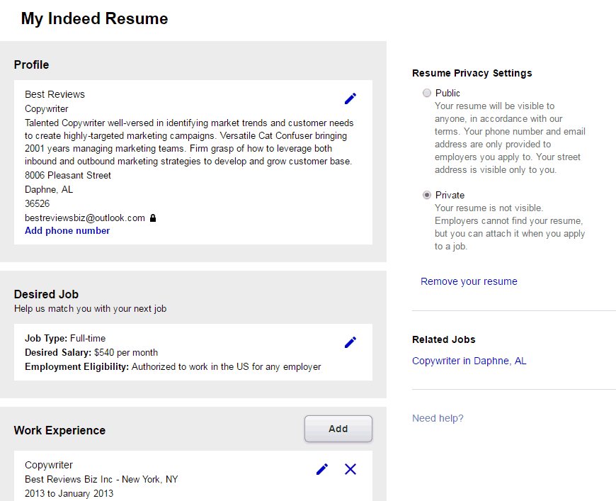 Resume posting web sites