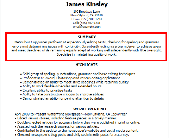 what is a summary statement on a resume