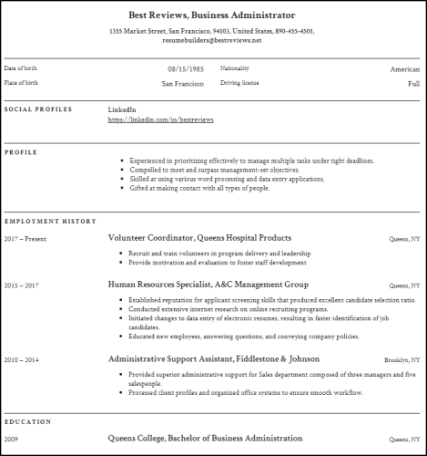 Example of a Resume With Gaps