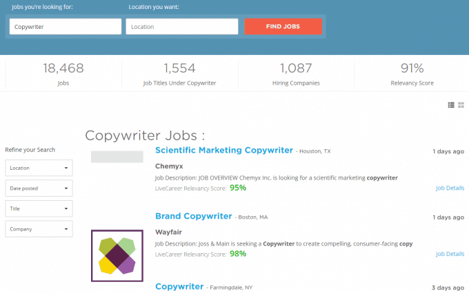 LiveCareer Job Search Engine