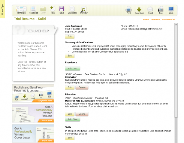 Pongo's Resume Editor