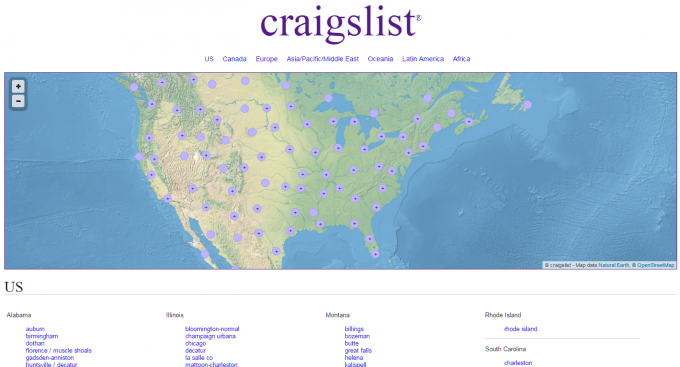 Craigslist.com US Homepage