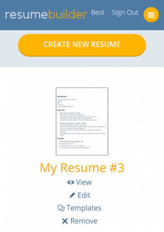 ResumeBuilder.org's Mobile Dashboard