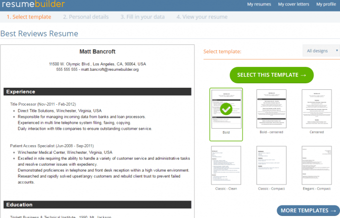 ResumeBuilder.org Resume Templates