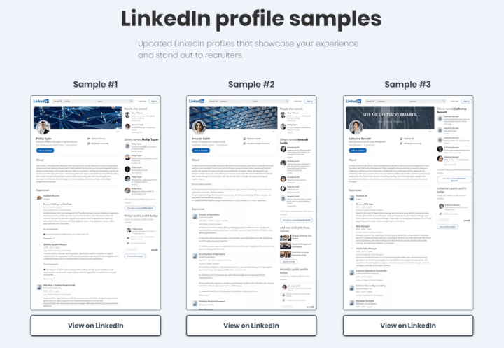 TopStack Resume LinkedIn Profile Samples