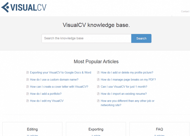 VisualCV knowledge base